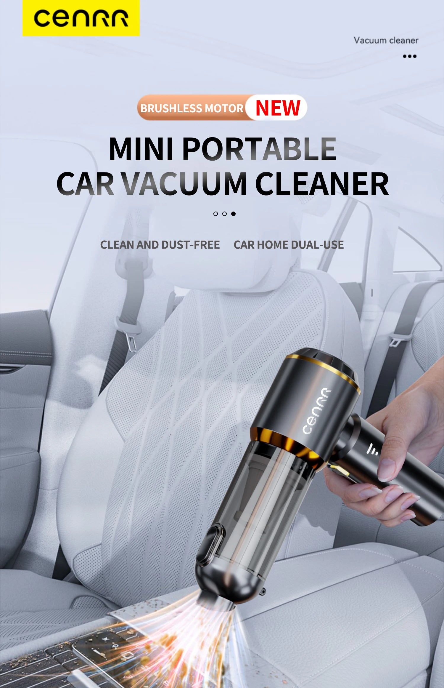 CENRR Cordless Car Vacuum Cleaner – 998000Pa High Suction